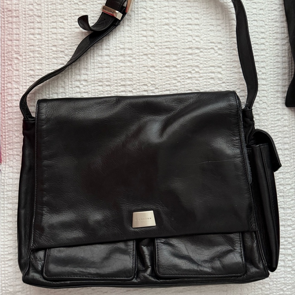 Black Leather Messenger Bag